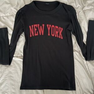 Brandy Melville Black Long Sleeve Tee with Red Print